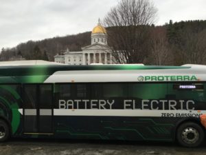 Electric Bus in front of VT Statehouse
